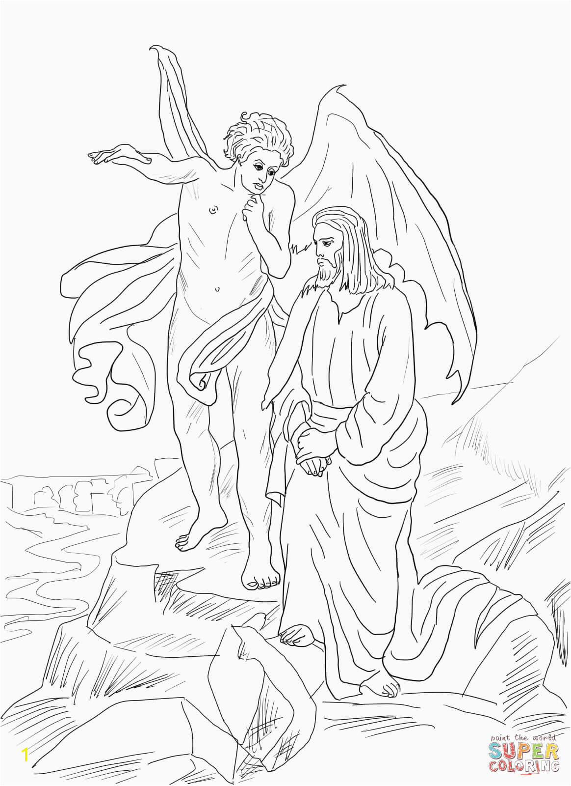 jesus tempted in the desert coloring page sketch templates