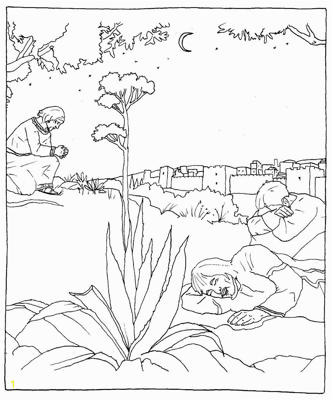 Jesus Praying In the Garden Of Gethsemane Coloring Page Jesus Praying In the Garden Of Gethsemane Catholic