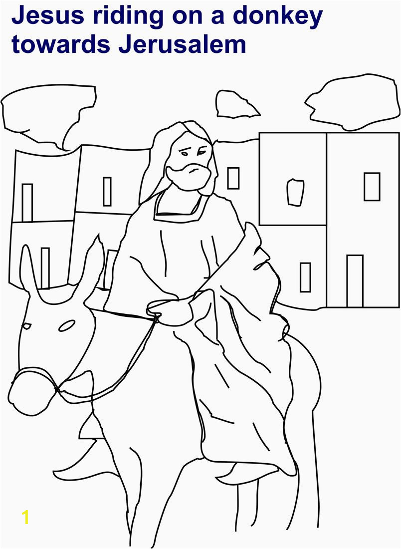 colouring pictures of jesus on a donkey