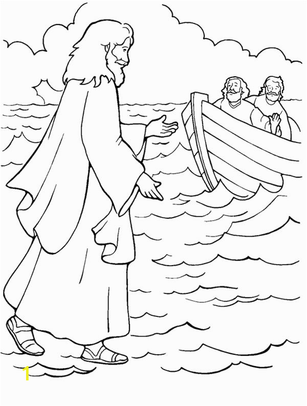 one of miracles of jesus is walking on water coloring page