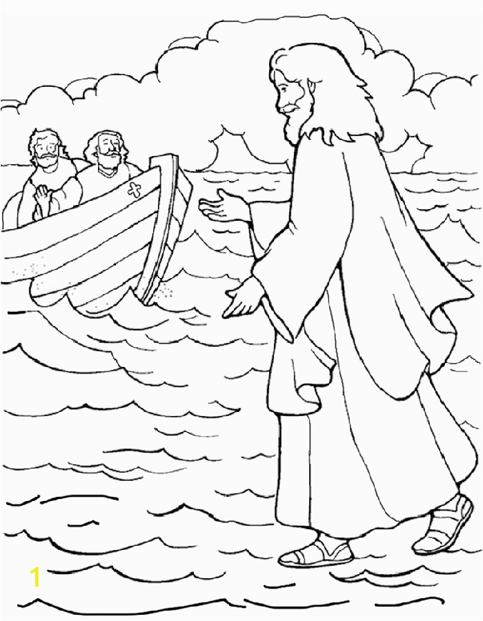 jesus walks on water coloring page