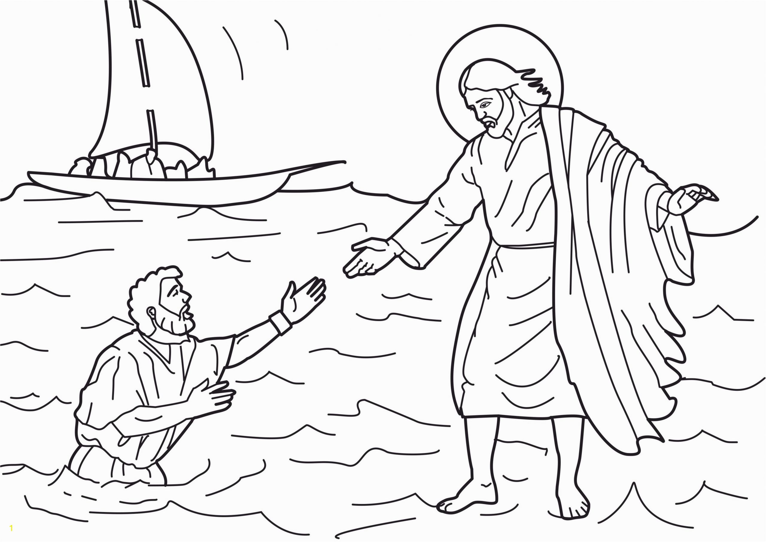 jesus walks on water coloring page sketch templates