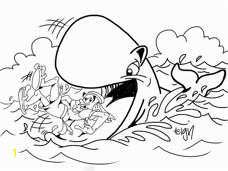 Jonah and the Whale Coloring Page Jonah and the Giant Whale Coloring Pages Printable