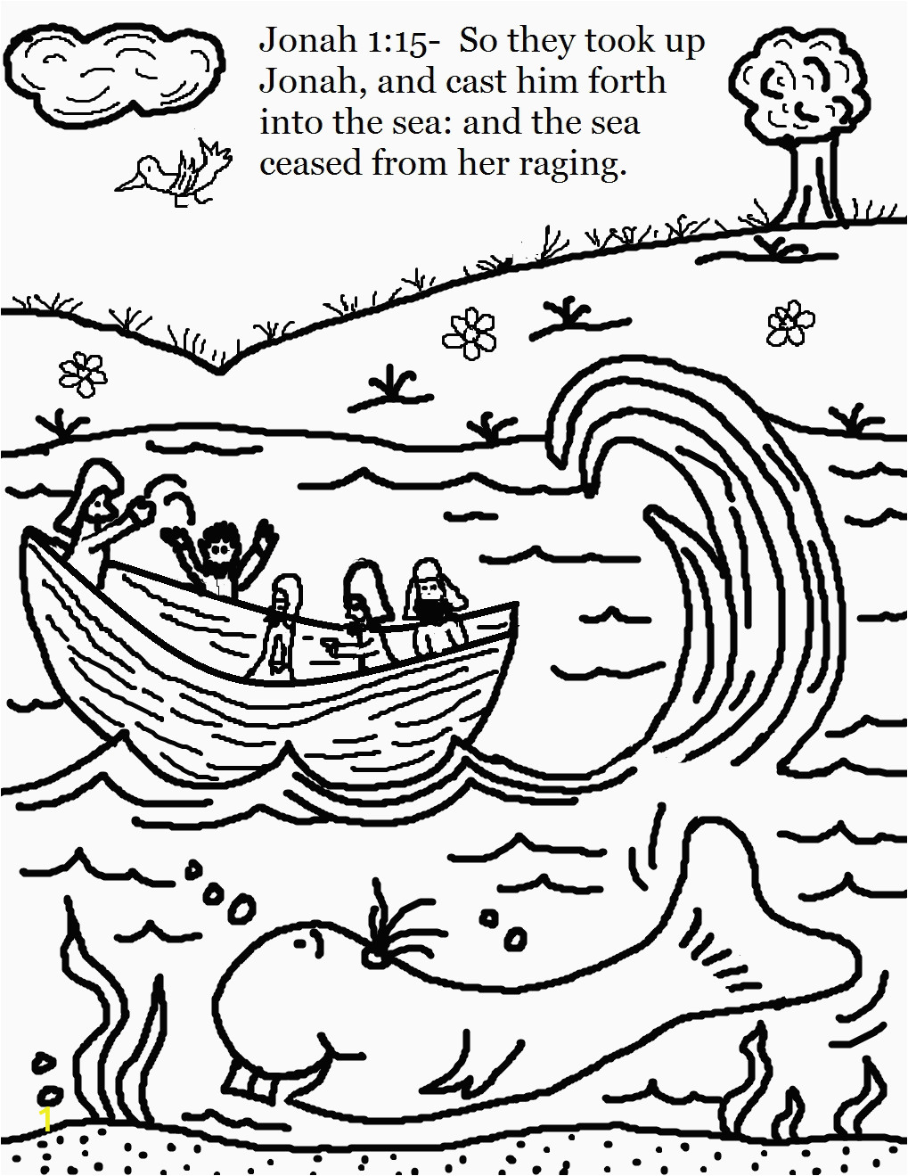 jonah and the whale bible story coloring pages