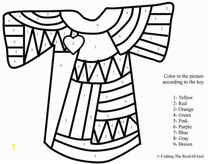 Joseph Coat Of Many Colors Coloring Page Josephs Coat Many Colors Color by Number