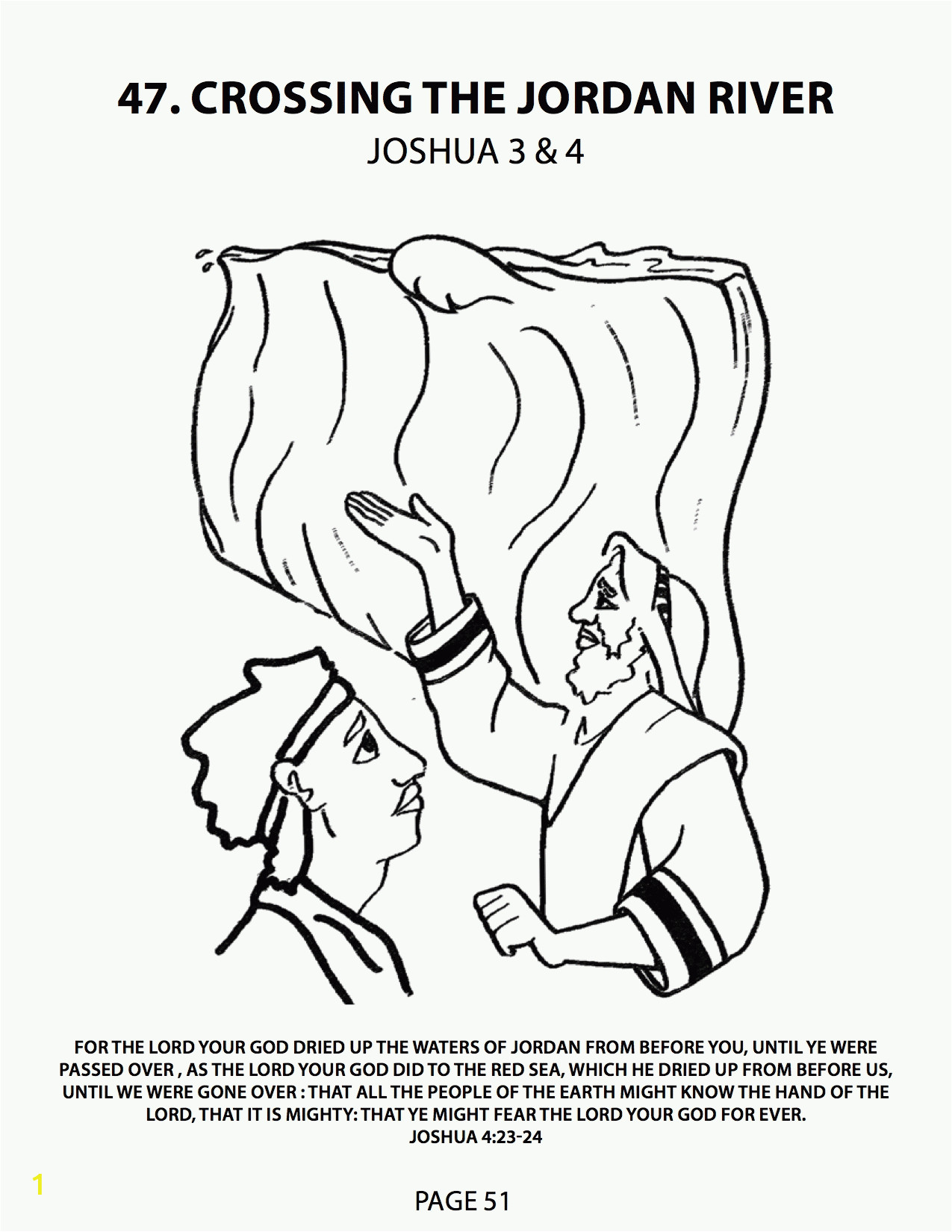 coloring page of israelites crossing the jordan river