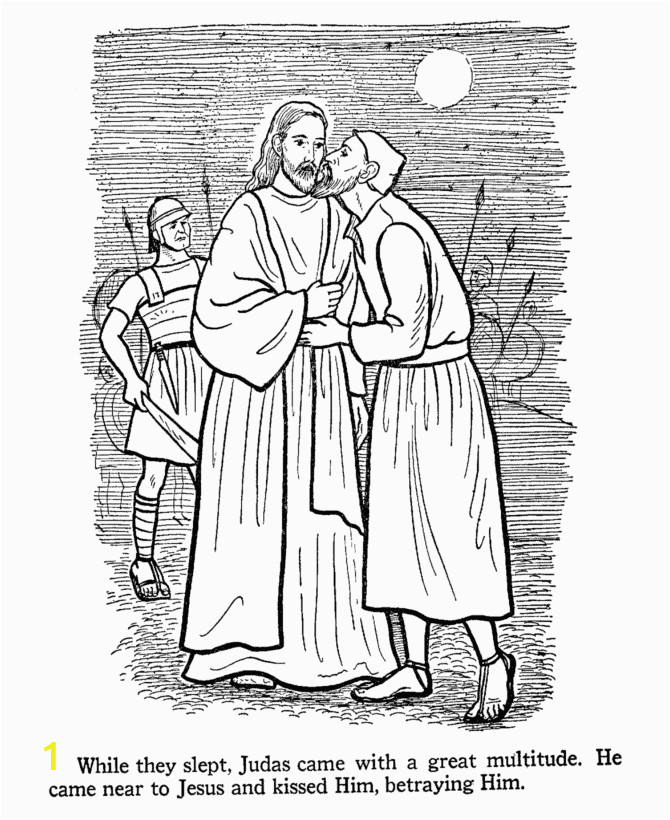 Judas Betrays Jesus with A Kiss Coloring Page Apostles Coloring Pages Le Printables