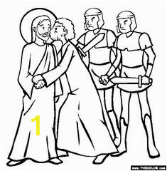 Judas Betrays Jesus with A Kiss Coloring Page Jesus Arrested In the Garden Of Gethsemane Coloring Page
