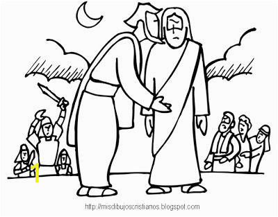 Judas Betrays Jesus with A Kiss Coloring Page Mis Dibujos Cristianos El Beso De Judas Judas Kiss