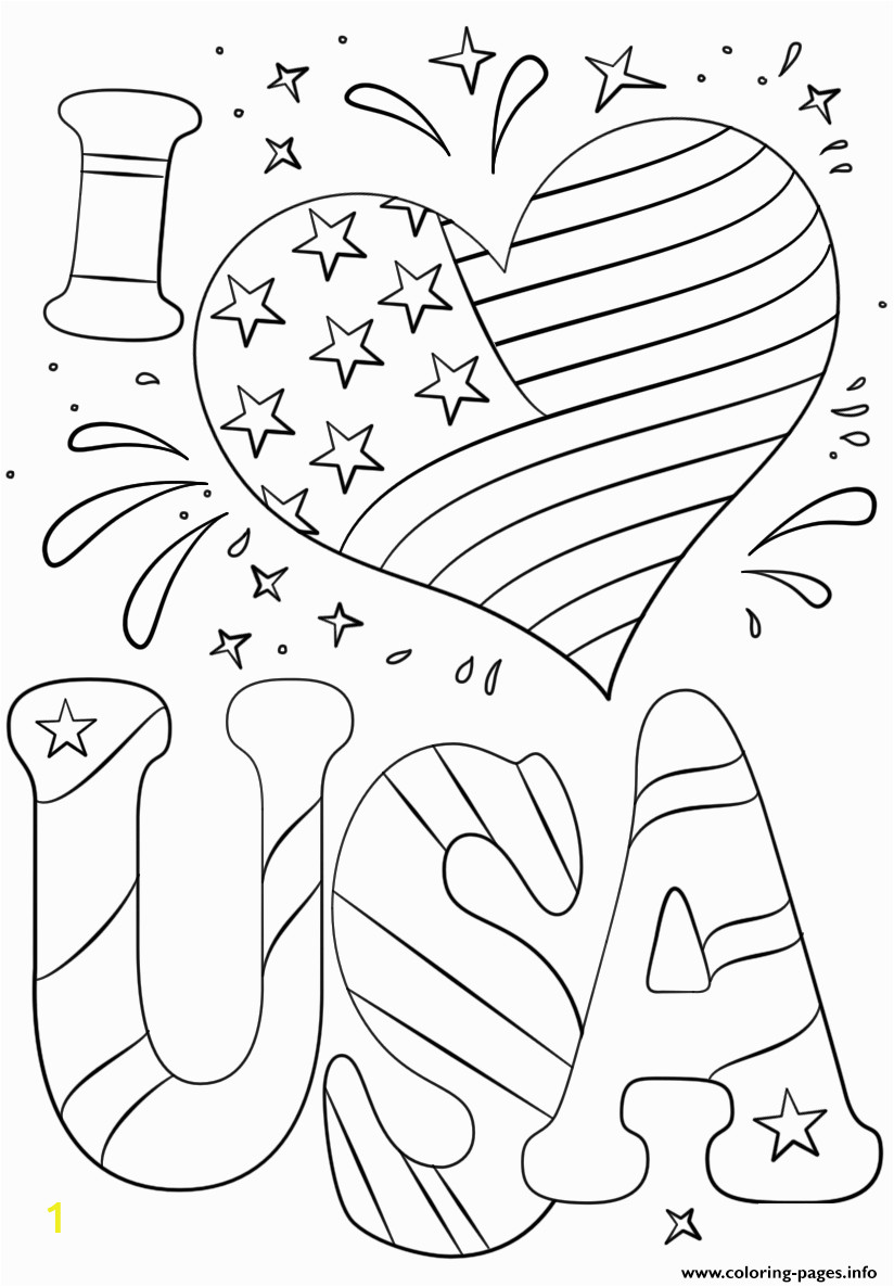 i love usa 4th july printable coloring pages book