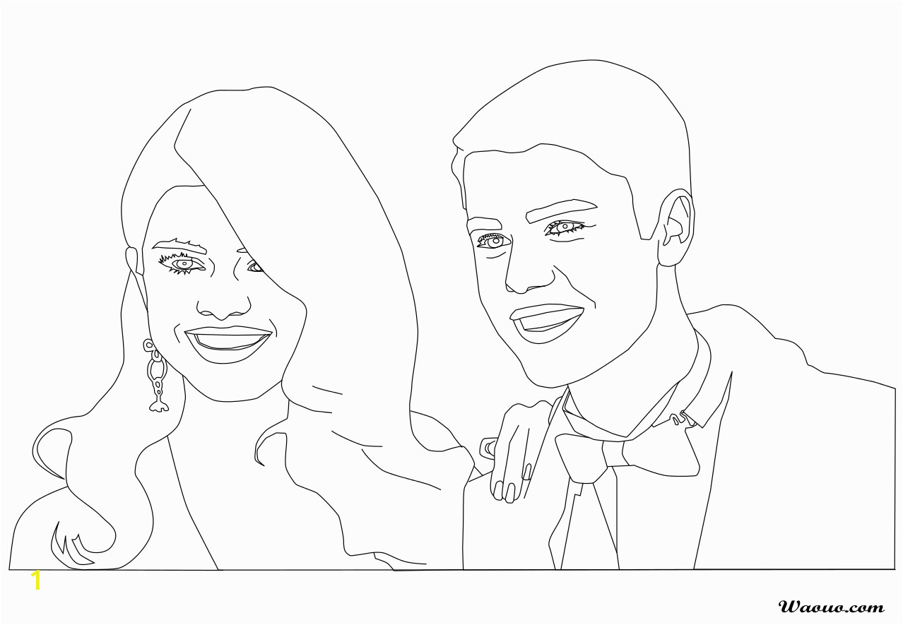 coloriage selena gomez et justin bieber