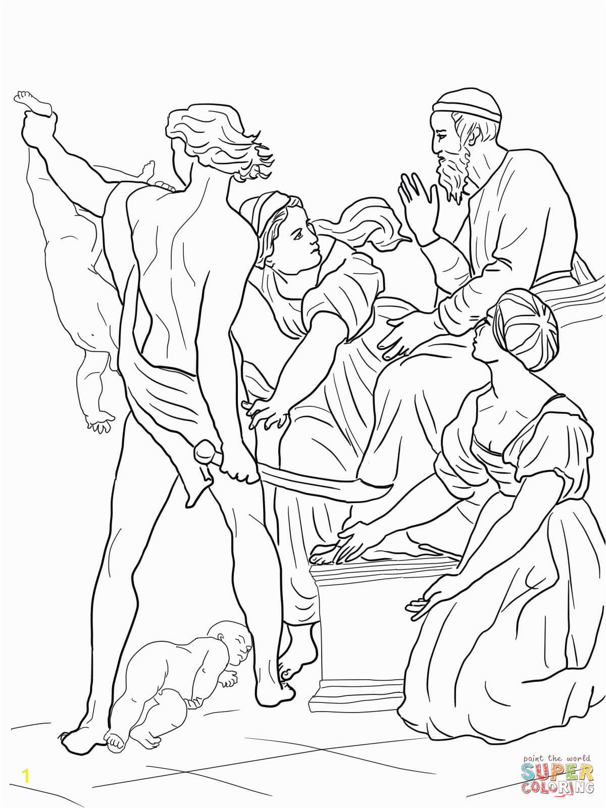 King solomon and the Baby Coloring Pages solomon Threatened to Split the Baby In Half Coloring Page
