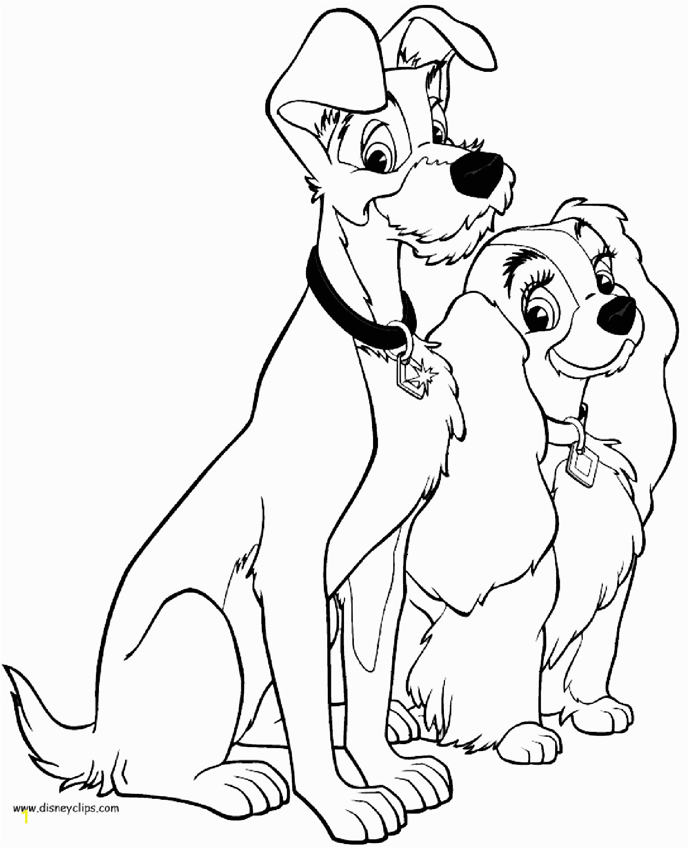 image=the lady and the tramp Coloring for kids the lady and the tramp 2