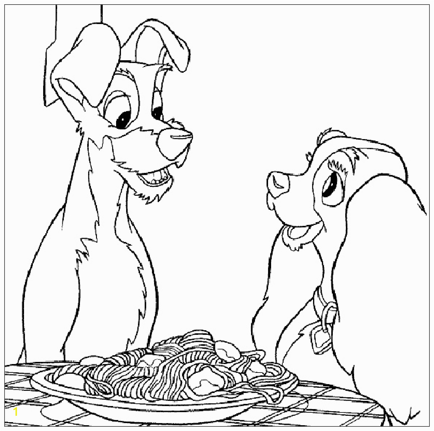 image=the lady and the tramp Coloring for kids the lady and the tramp 2