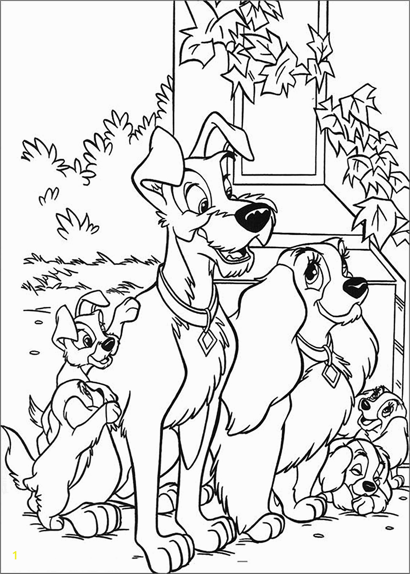 image=the lady and the tramp Coloring for kids the lady and the tramp 1