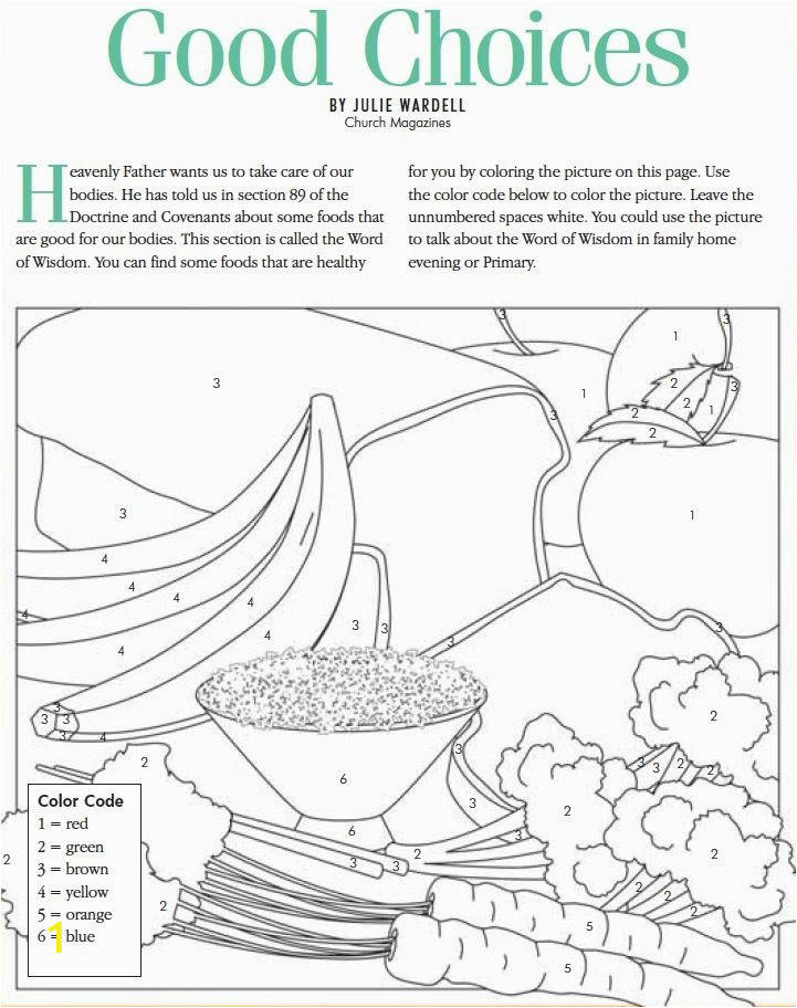 Lds Word Of Wisdom Coloring Page Lds Games Color Time Good Choices