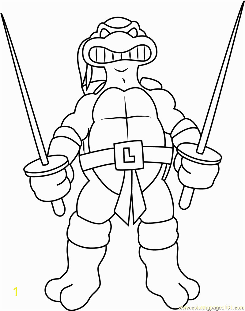 Leonardo Teenage Mutant Ninja Turtles Coloring Pages Leonardo with Swords Coloring Page Free Teenage Mutant