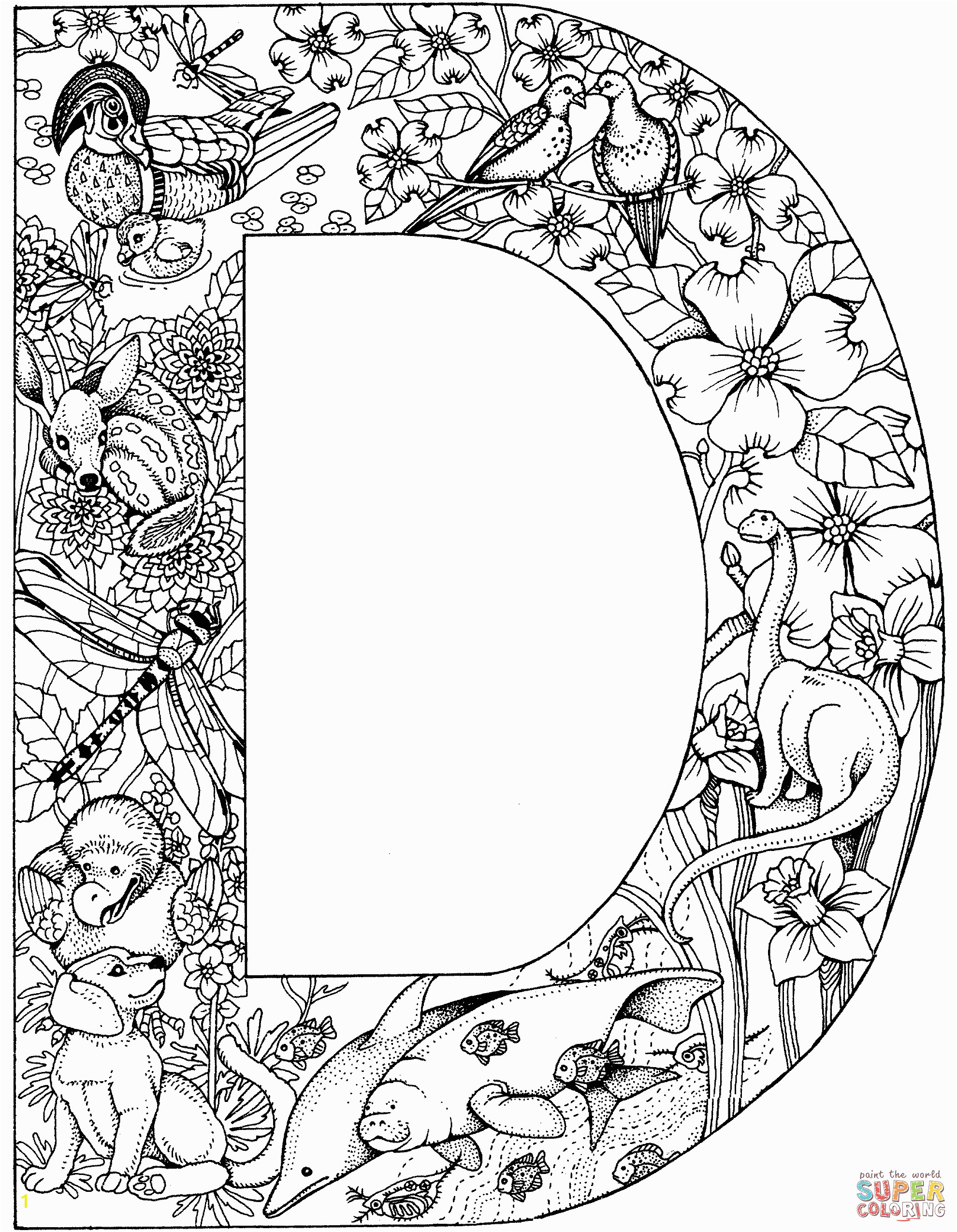 Letter D Coloring Pages for Adults Coloring Pages Letters Adult Coloring Home
