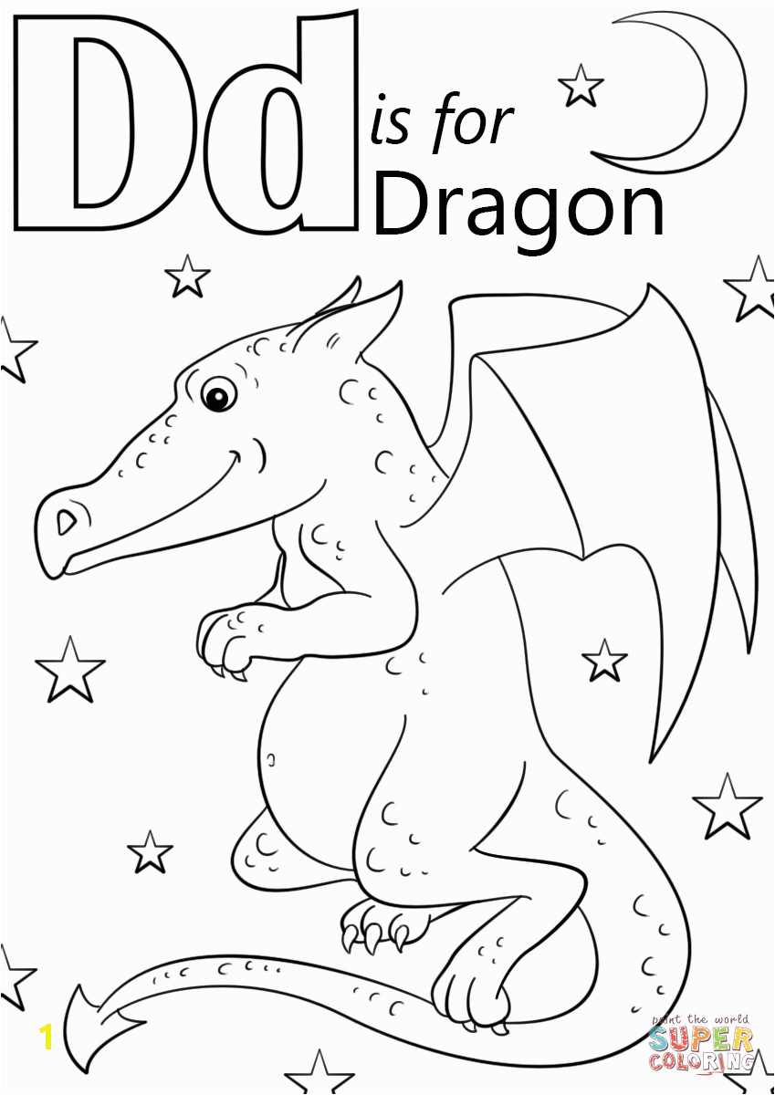 Letter D Coloring Pages for Adults Letter D is for Dragon Coloring Page