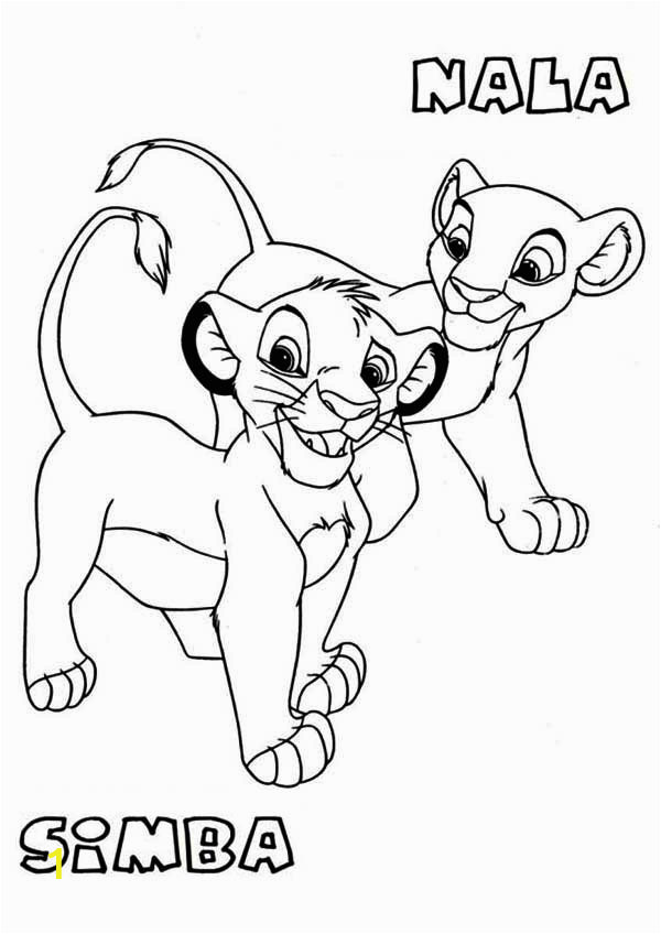 awesome simba and nala coloring page