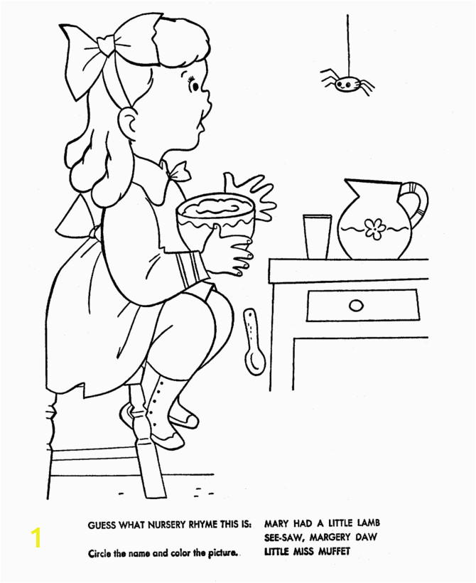 little miss muffet coloring page