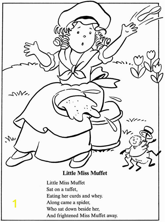 Little Miss Muffet Nursery Rhyme Coloring Page Little Miss Muffet