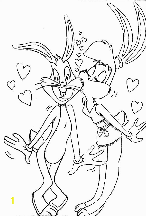 a bunny kiss bugs bunny coloring pages