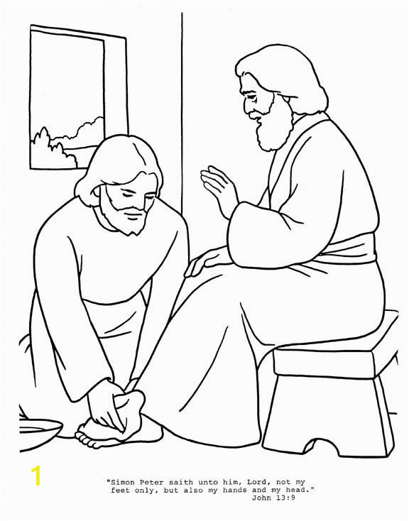 Mary Washes Jesus Feet Coloring Page Jesus Washes Disciples Feet