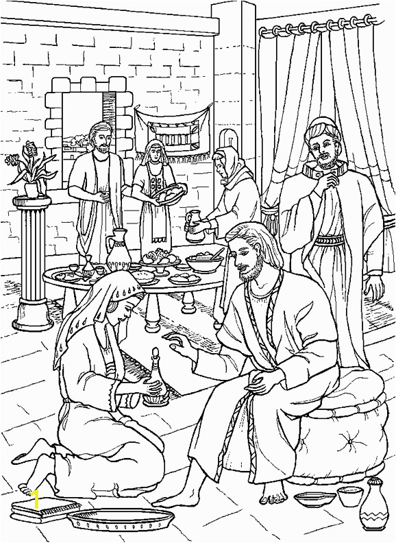 Mary Washes Jesus Feet Coloring Page today with the Saints July 22 St Mary Magdalene