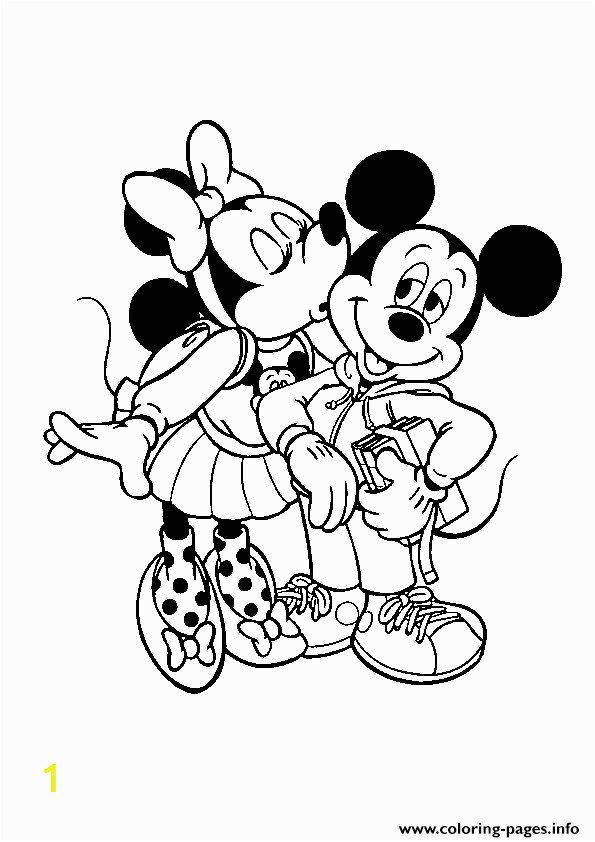 mickey got kiss from minnie disney 93f6 printable coloring pages book 7669