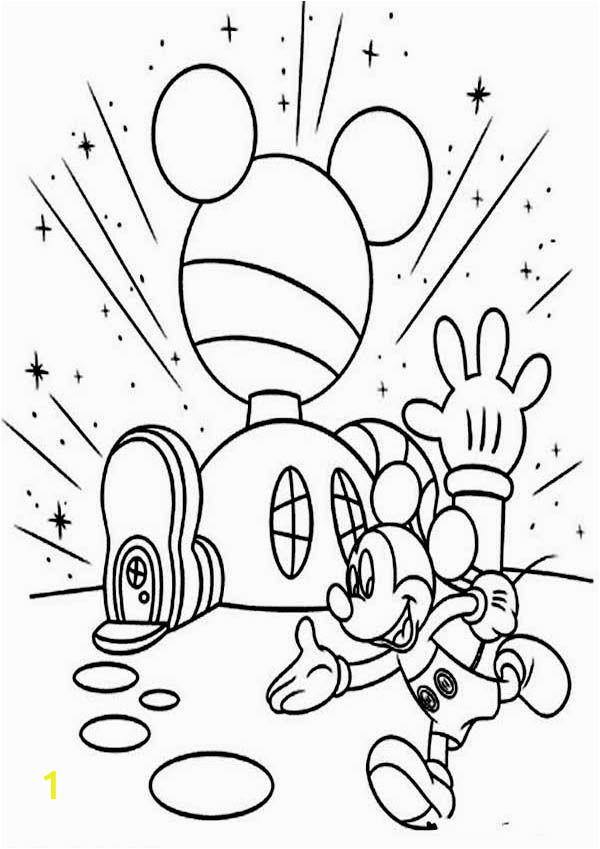 Mickey Mouse Clubhouse Coloring Pages Online Mickey Mouse Clubhouse Mickey In Front Of His Clubhouse