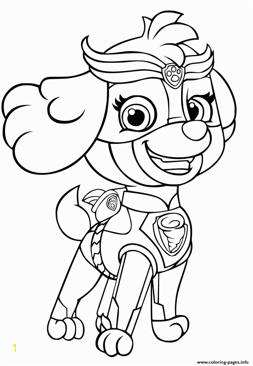 paw patrol mighty pups skye for girls printable coloring pages book