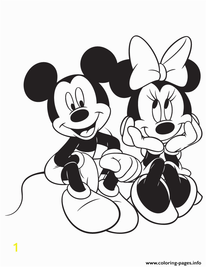 Minnie Mouse Mickey Mouse Coloring Pages Mickey Sitting with Minnie Mouse Disney Coloring Pages