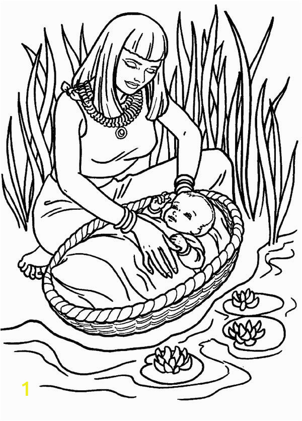 Miriam and Baby Moses Coloring Page Moses Moses Found Safely In River Of Nile Coloring Page