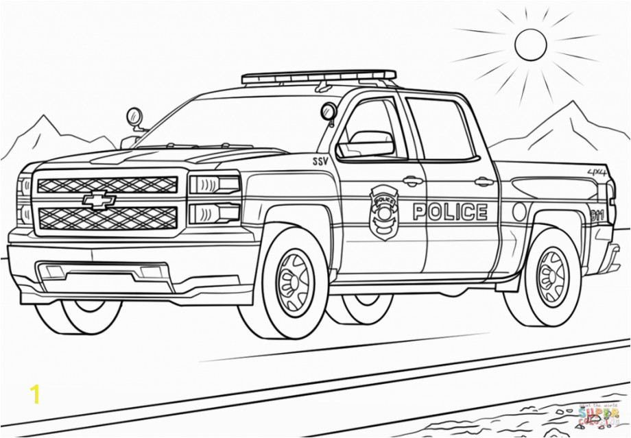 Dodge coloring police monster truck