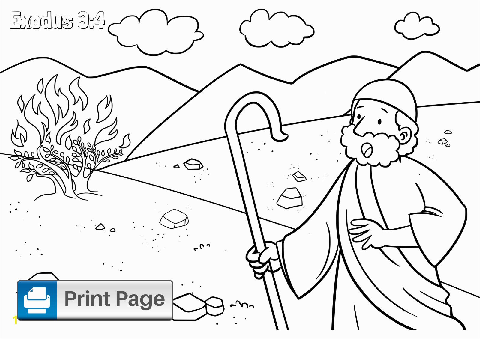 moses and the burning bush coloring pages