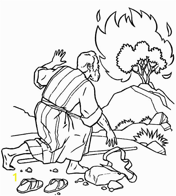 moses listen to god through burning bush coloring pages