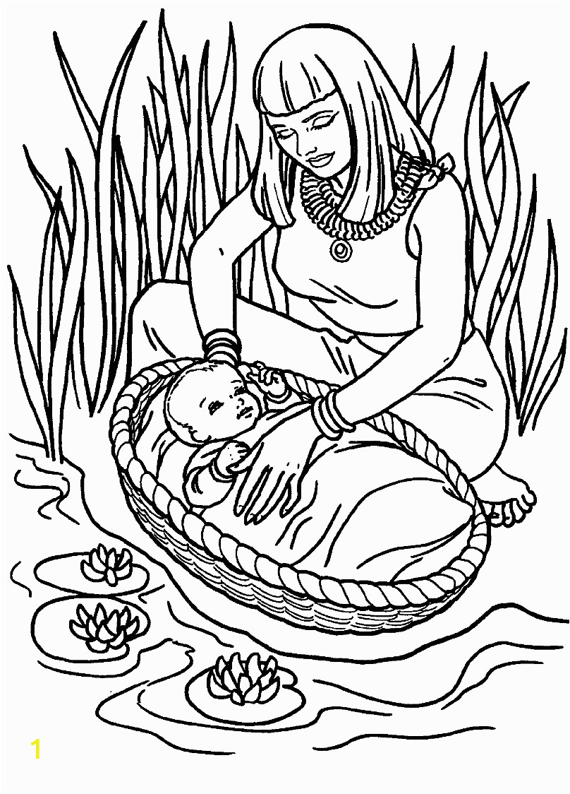 Moses Coloring Pages for Sunday School Cute Baby Moses with Mom Coloring Pages for Little Kids