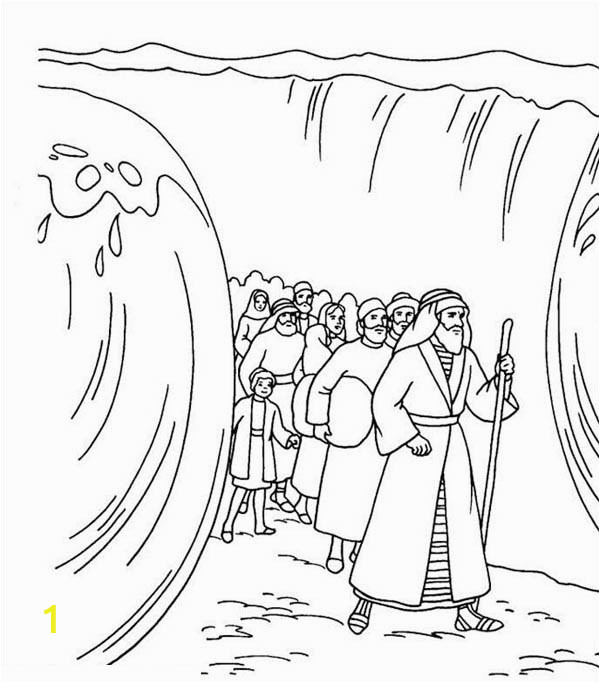moses divide red sea coloring page