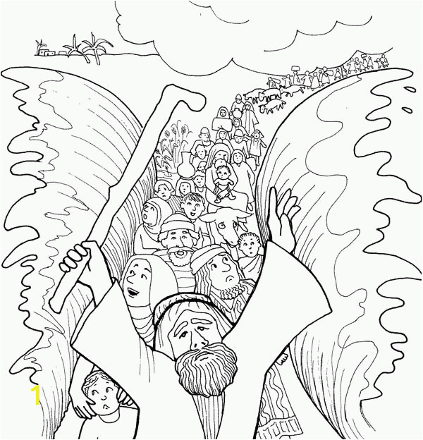 moses parting the red sea coloring page