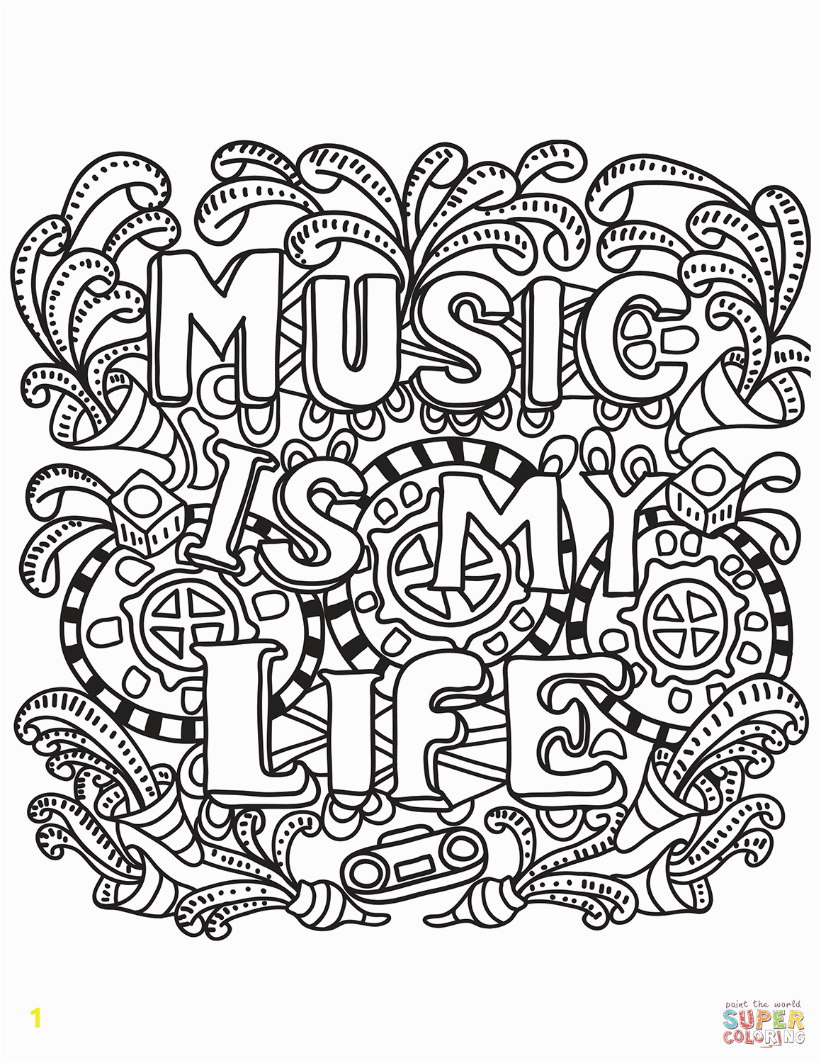 Music is My Life Coloring Pages Music is My Life Coloring Page