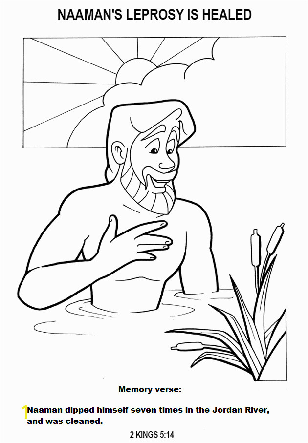 Naaman In the Bible Coloring Pages Naaman Healed Coloring Page