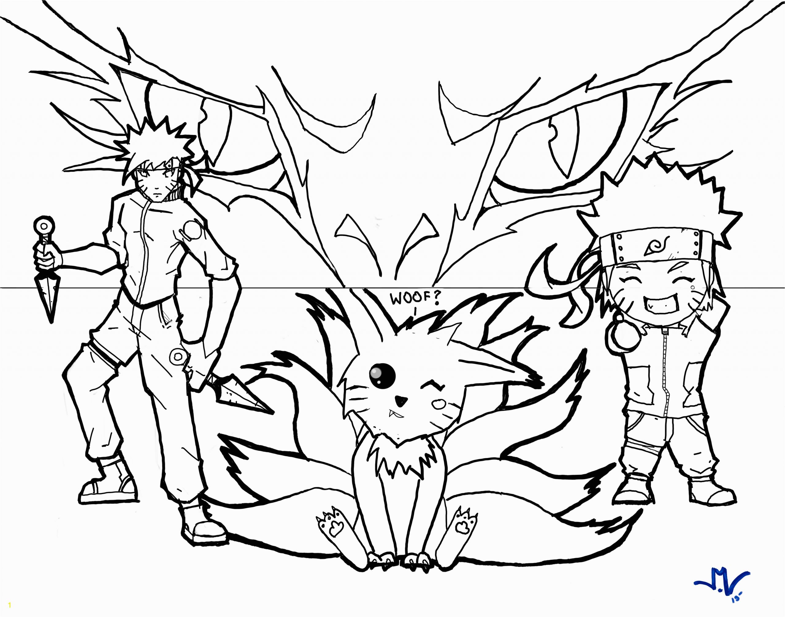 Naruto Coloring Pages Nine Tailed Fox Naruto Nine Tails Col...