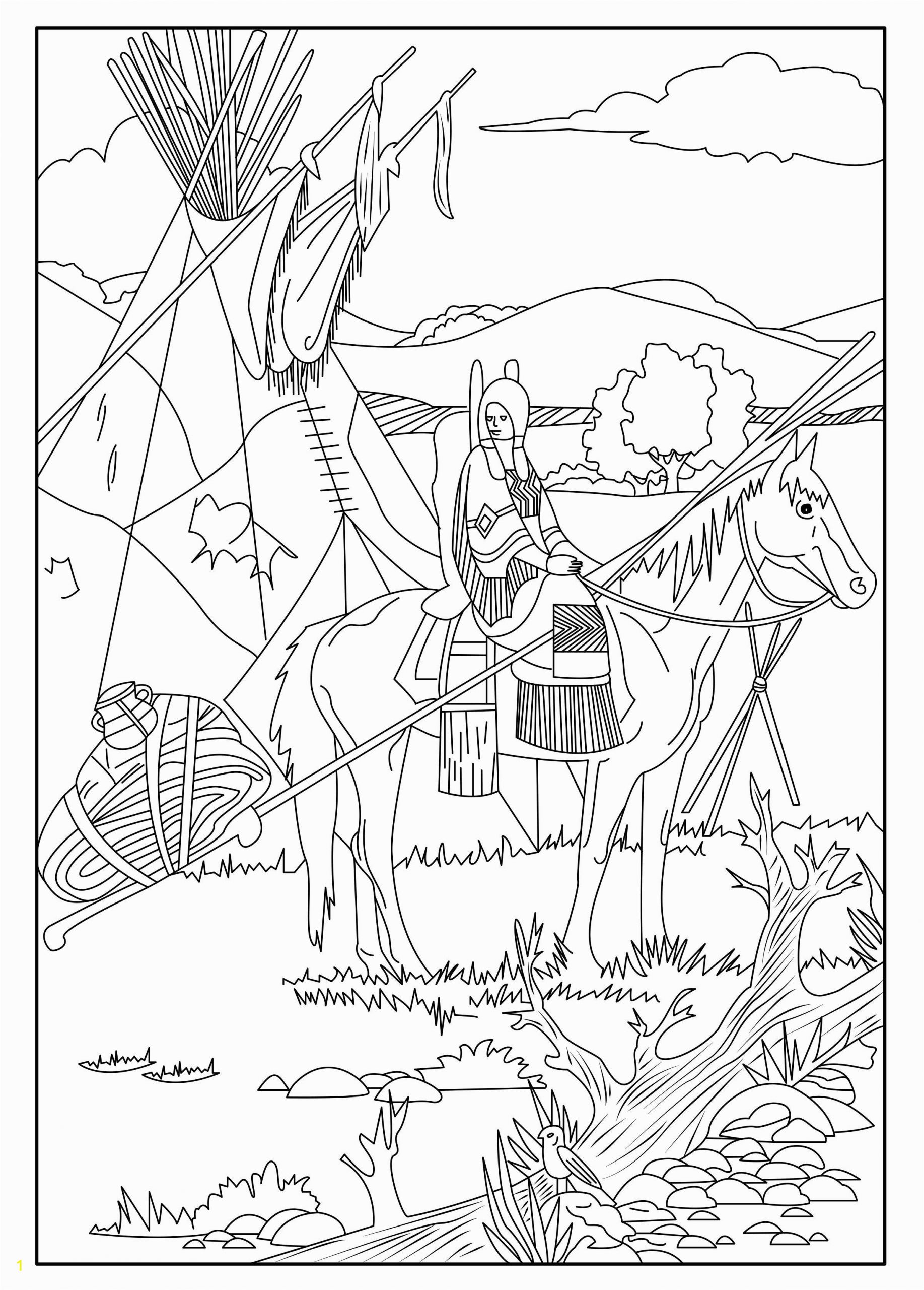 Native American Coloring Pages for Preschoolers This Coloring Page Show A Native American On His Horse