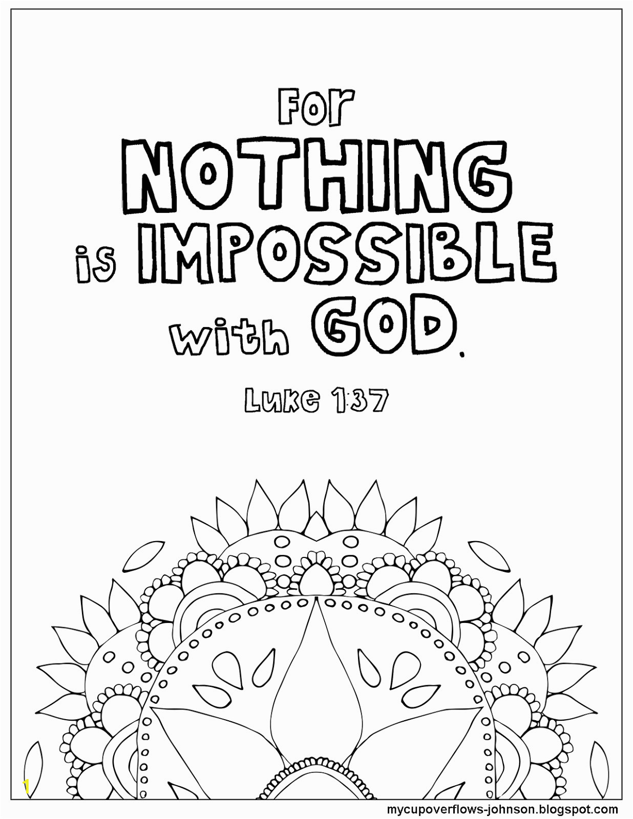 Nothing is Impossible with God Coloring Pages My Cup Overflows Nothing is Impossible with God