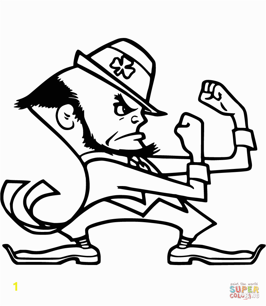 Notre Dame Football Logo Coloring Pages Notre Dame Leprechaun Super Coloring