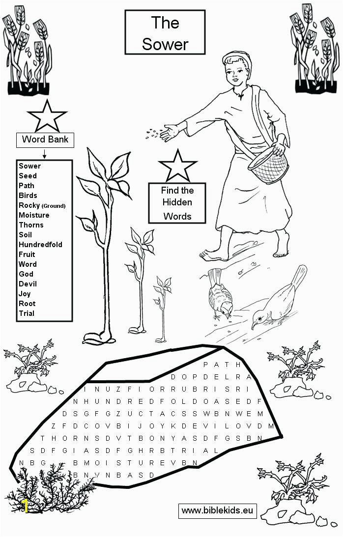 Parable Of the sower Bible Coloring Pages Parable Of the sower Coloring Page sower Parable Coloring