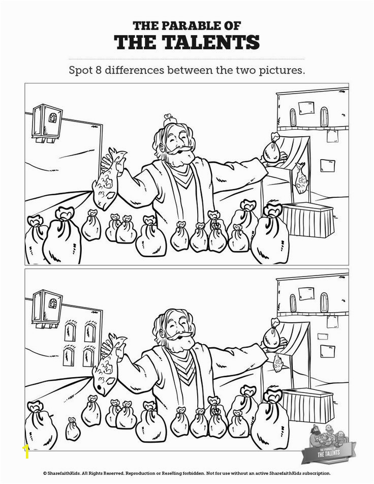 Parable Of the Talents Coloring Page the Parable Of the Talents Kids Spot the Difference Can