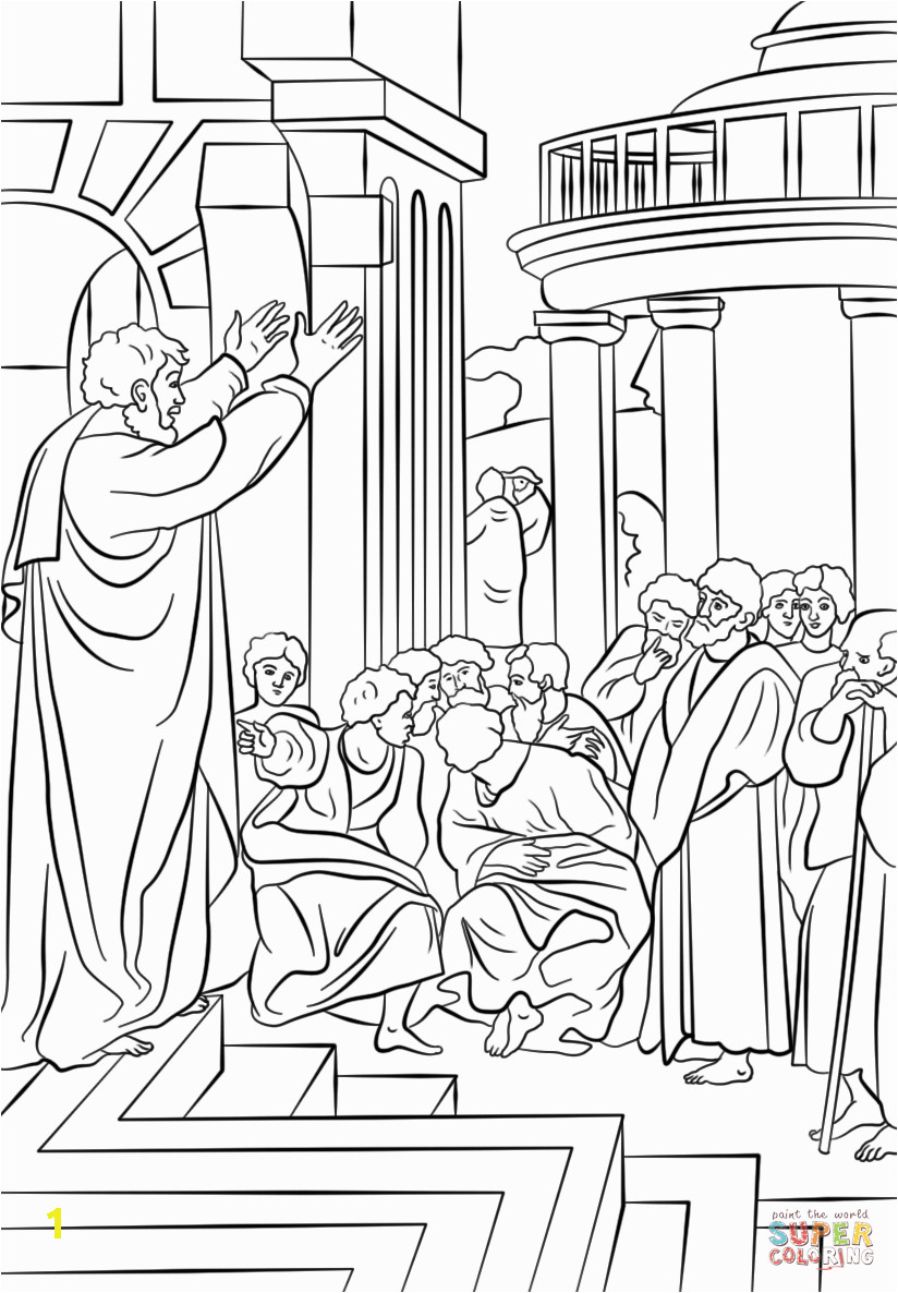 Paul Teaches In athens Coloring Page Paul Preaching In athens Super Coloring
