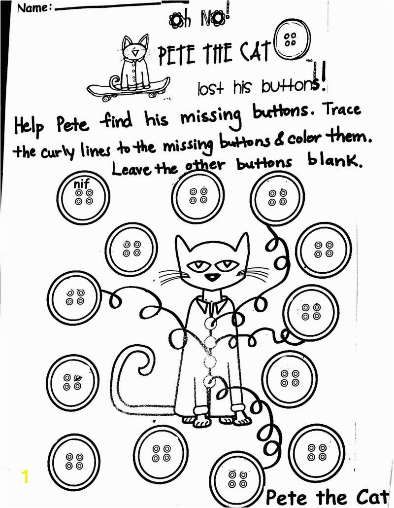 Pete the Cat and His Four Groovy buttons Coloring Page 12 Best Of Preschool Magnet Worksheet Pete the